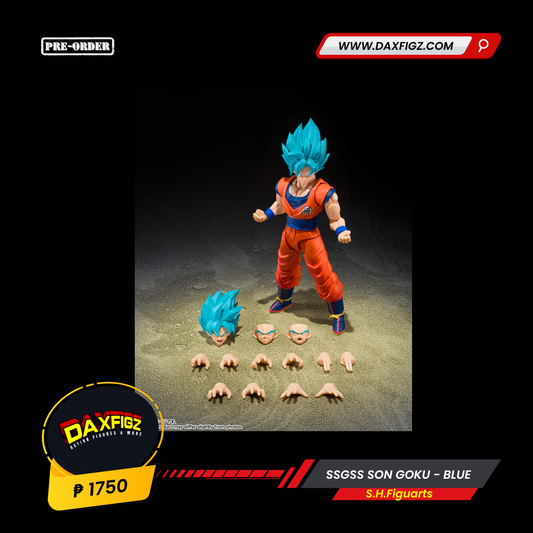 Super Saiyan Blue Goku action figure front view, SSGSS Goku collectible toy